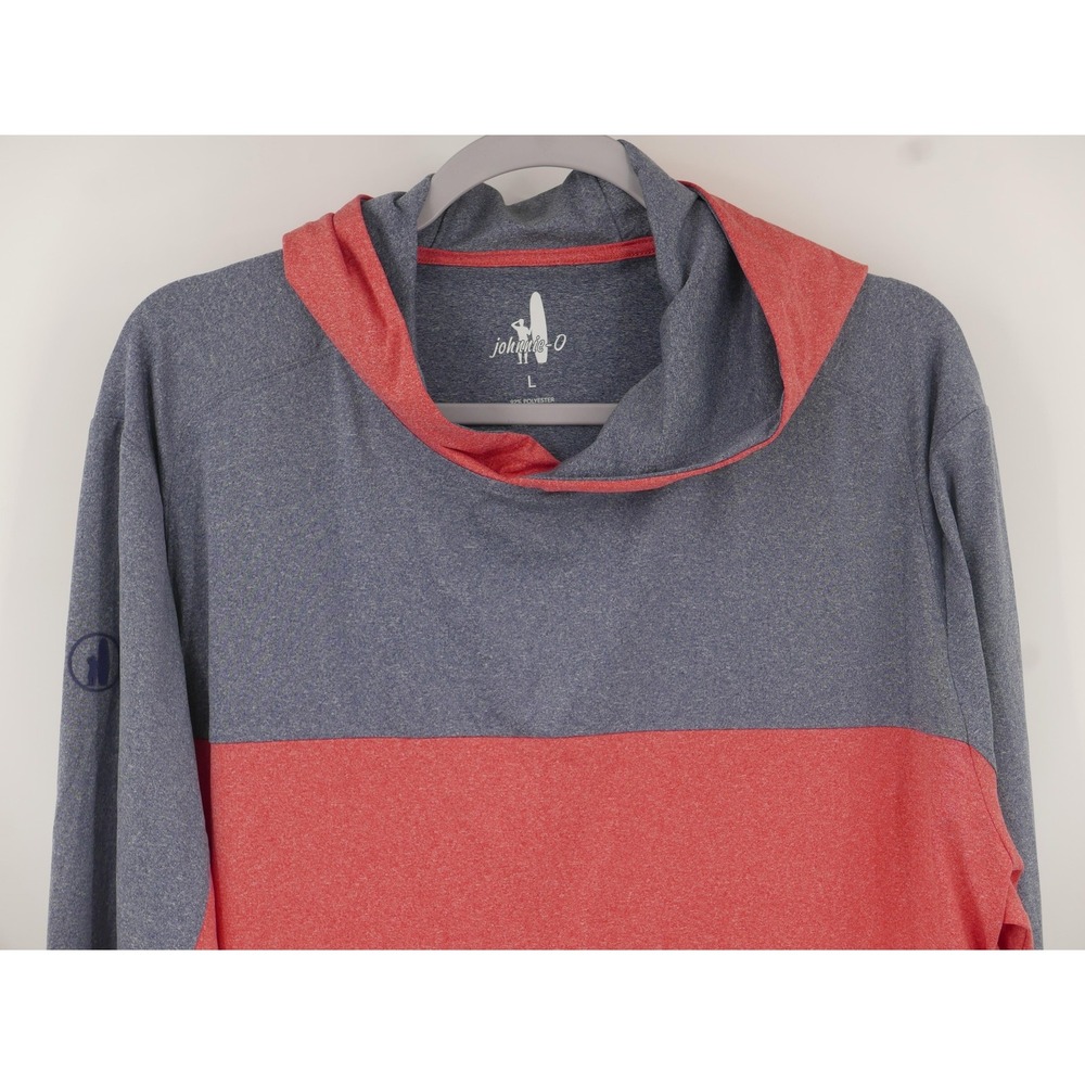 Johnnie-O Hoodie Blue Red Colorblock Lightweight Pullover Grayhawk Men's Large
